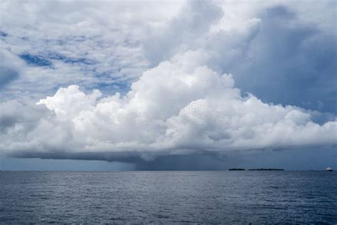 Large Severe Thunderstorm Storm Cloud Forms Over The Maldives On The