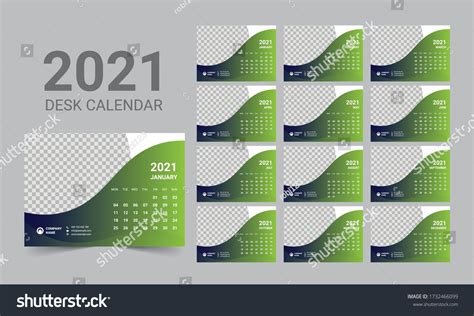 Desk Calendar 2021 Template Design Stock Vector Royalty Free 1732466099