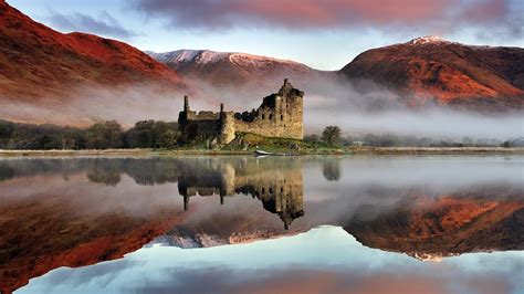 Reflection Of Kilchurn Castle In Loch Awe Highlands Scotland Backiee