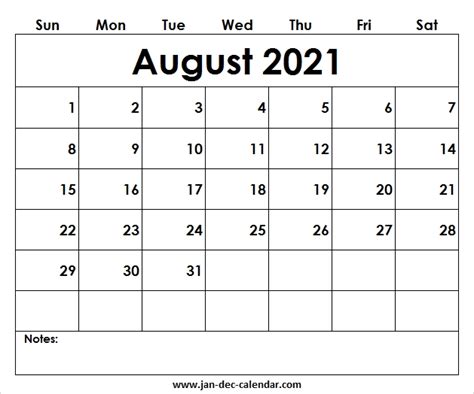 August 2021 Calendar Reading Printable Blank Calendar Template