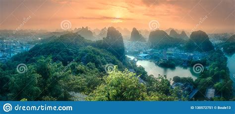 Li River And Karst Mountains Guilin Yangshuo Stock Image Image Of