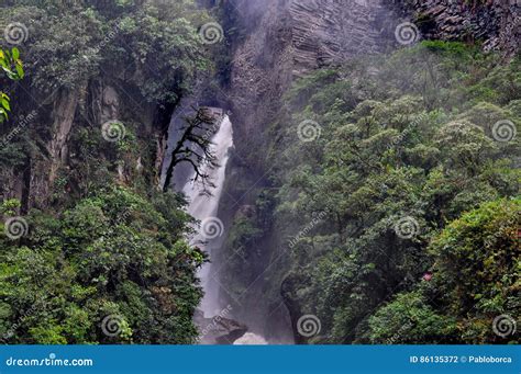 Pailon Del Diablo Waterfall In Banos De Agua Santa Stock Photo Image