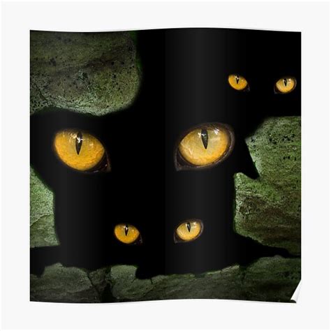Scary Cat Eyes In The Dark Poster For Sale By Nuffluv Redbubble