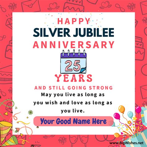 Create Silver Jubilee Anniversary Wishes Card Online At Big Wishes