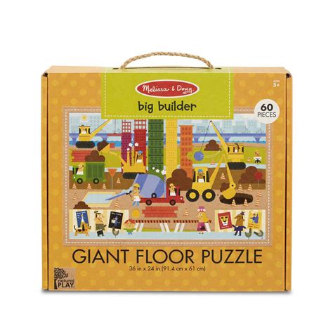 Melissa And Doug Natural Play Giant Floor Puzzle Big Builder 60 Pieces