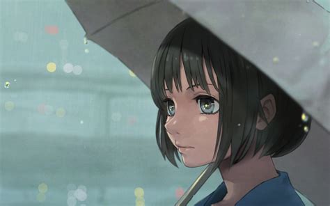 2880x1800 Girl Umbrella Rain Macbook Pro Retina Wallpaper Hd Anime