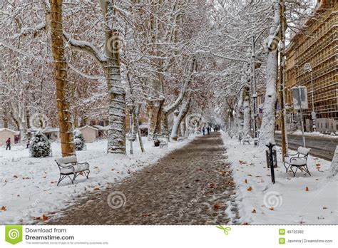 Zagreb Zrinjevac In The Snow Stock Photo Image Of Tracks