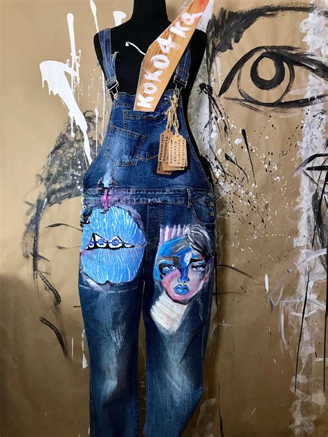 Hand Painted Jumpsuit Painted Overalls Painted Jeans Painted Clothes