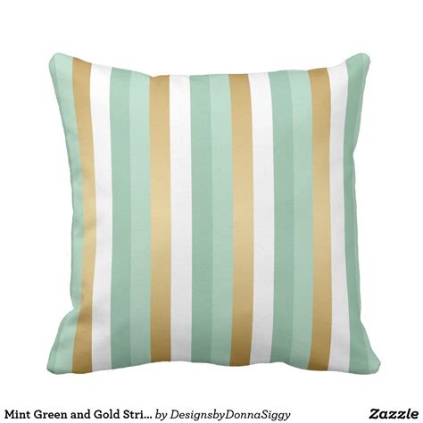 Mint Green And Gold Stripes Throw Pillow Zazzle Stripe Throw Pillow