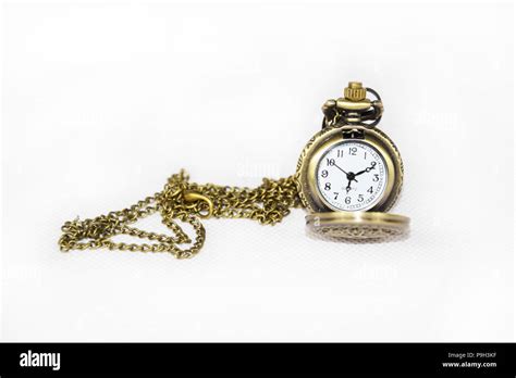Vintage Ornamented Opened Pocket Watch With Chain Antique Style Old