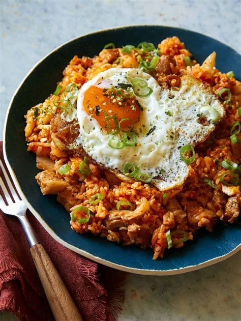 Kimchi Fried Rice Side Dish Recipe Spoon Fork Bacon
