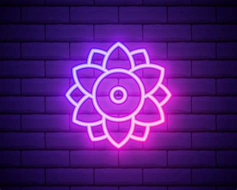 Flower pink glowing neon ui ux icon. Glowing sign logo vector . Glowing ...