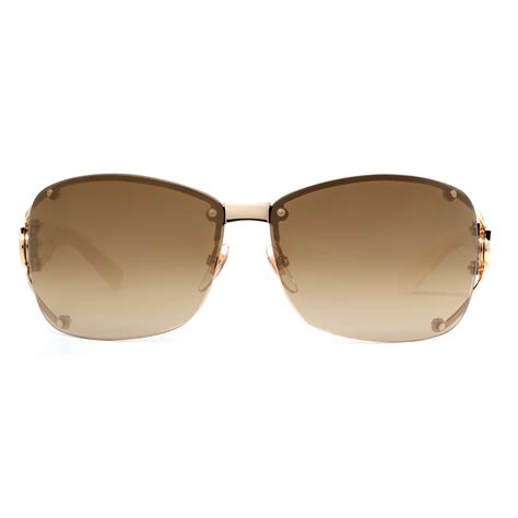 Gucci Gg 2820 F S Bqb Ed White Gold Brown Women S Rimless Sunglasses W Crystals Ebay