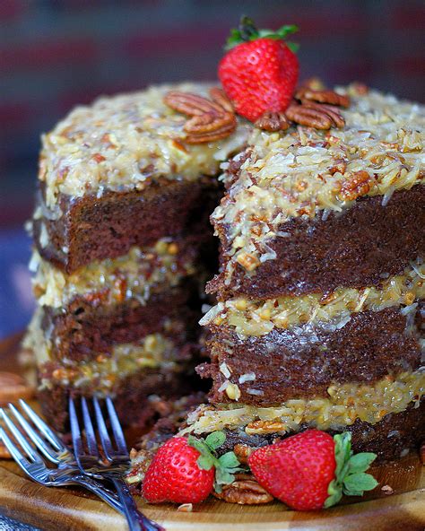 Light german chocolate cake frosted and filled with a blend of coconut, nuts and creamy chocolate. Mamaw's German Chocolate Cake | southern discourse