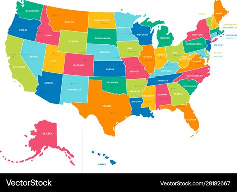 Colorful United States Of America Map Chart Ubicaciondepersonascdmx