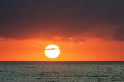 Sunrise Over The Ocean With Orange Sky And Clouds Gold Coast Australia