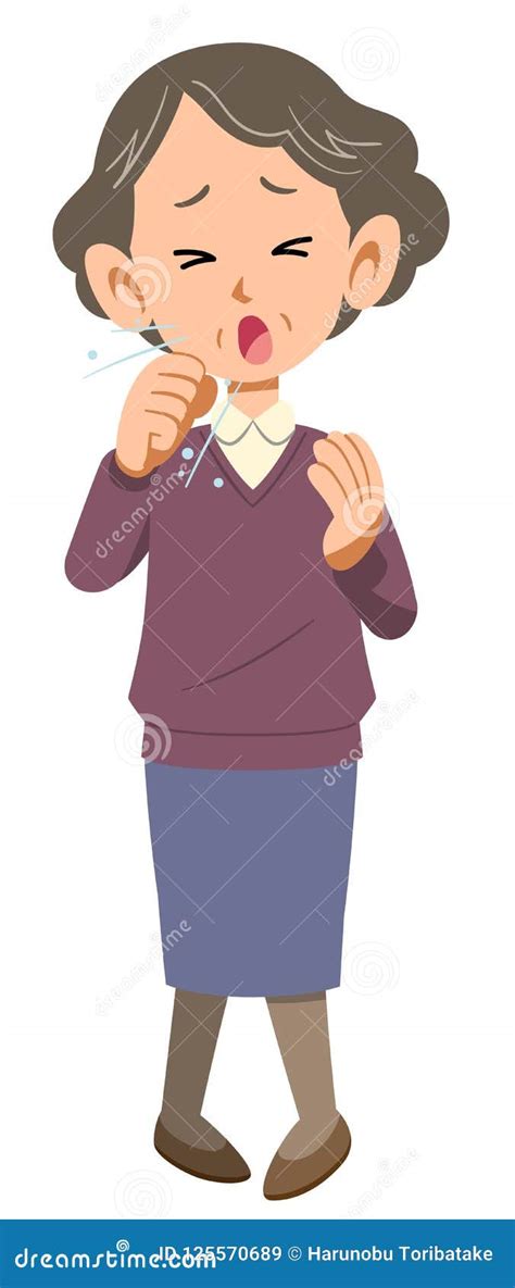 Sick Women Cough Whole Elderly Stock Vector Illustration Of Cold