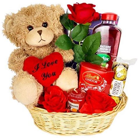Valentines Day Hamper Gift Basket Chocolate Gift For Her Girlfriend Women Wife Rose Teddy Bear