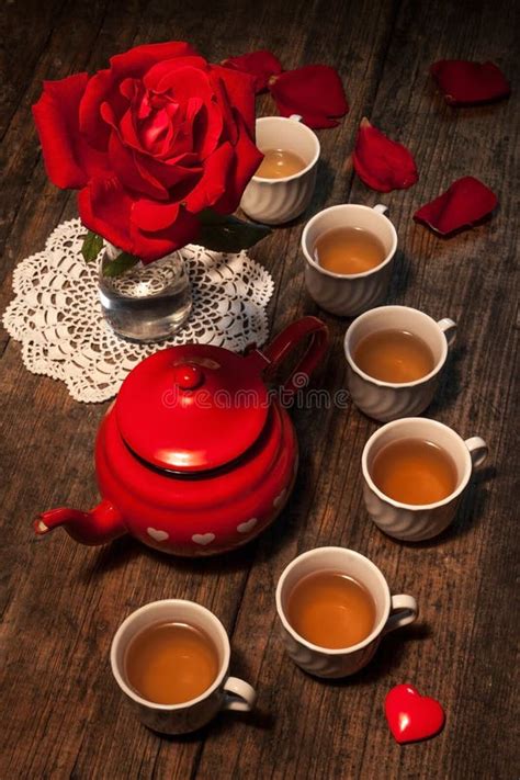 Beautiful Still Life With Rose Tea Stock Image Image Of Doily