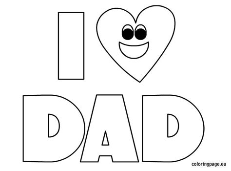 Fathers day coloring pages make dad happy. I heart dad - Coloring Page