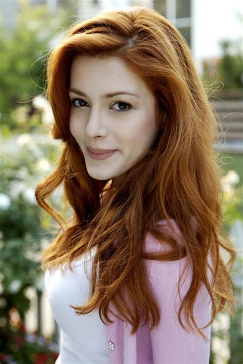 The golden red and warm brown combo blends flawlessly for a hair color that suits all skin tones and eye colors. Elena Satine pictures - The most beautiful American ...