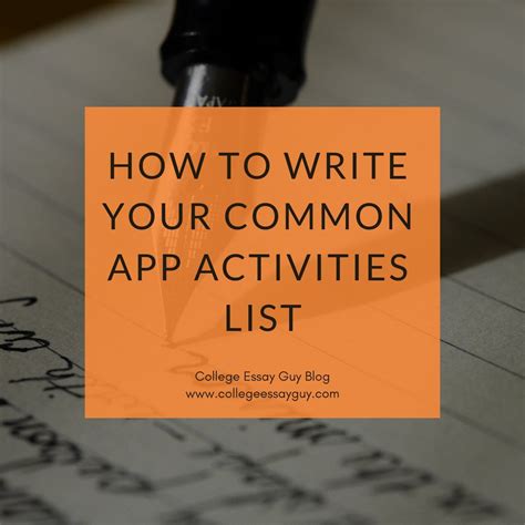 To write the best common app essays, you should become familiar with current prompts and effective ways to answer them in your application. How to Write Your Common App College Activities List ...