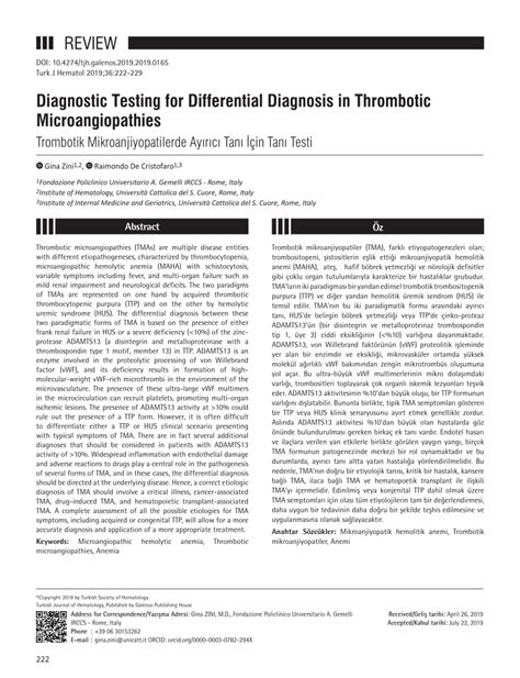 pdf diagnostic testing for differential diagnosis in thrombotic microangiopathies