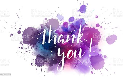 Thank You Lettering On Watercolored Background Stock Illustration 
