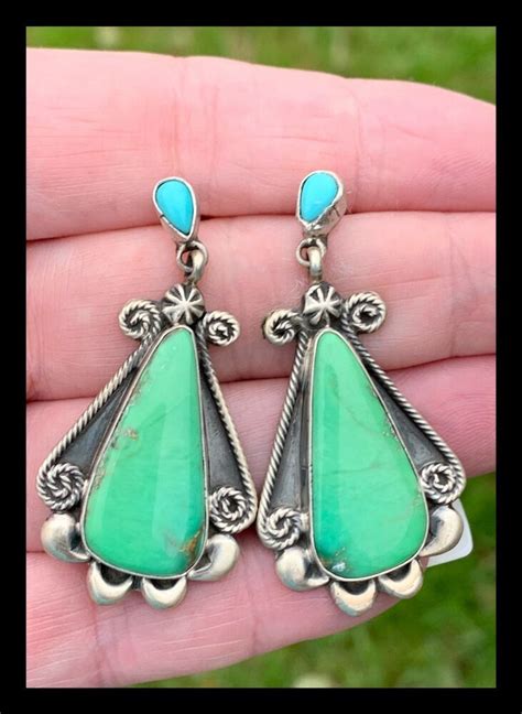 Navajo ~ Turquoise ~sterling Silver ~earrings ~signed~geraldine James