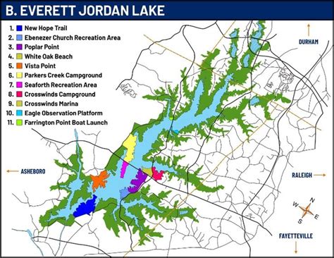 A Map Shows The Location Of Several Rivers In Jordan Lake Which Are