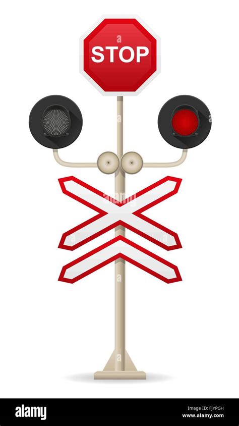 Railroad Crossing Vector Illustration Isolated On White Background