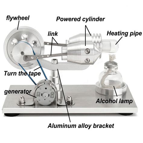 Stainless Steel Mini Hot Air Stirling Engine Motor Model Educational