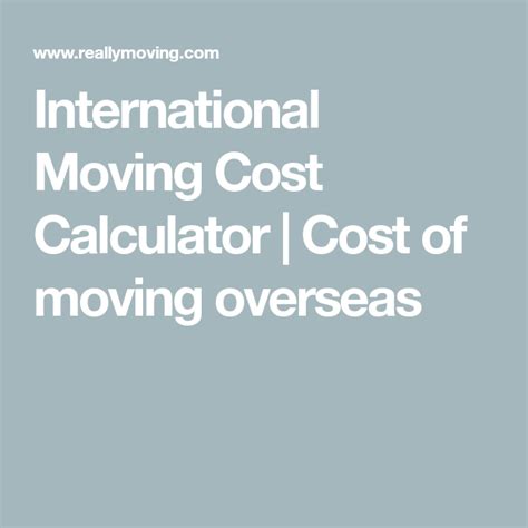 International Moving Cost Calculator Cost Of Moving Overseas