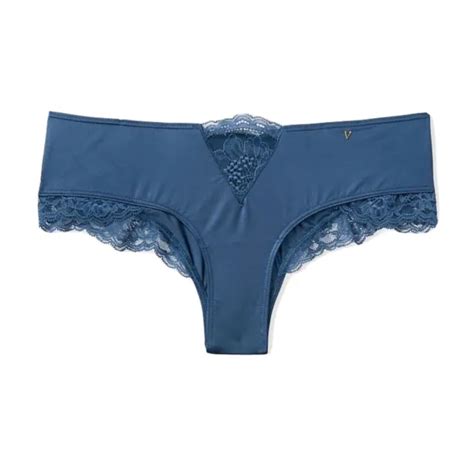 Victorias Secret Very Sexy Micro Satin Lace Inset Cheeky Panty Size L