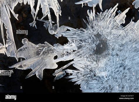 Ice Crystals Forming On Water Stock Photo Alamy