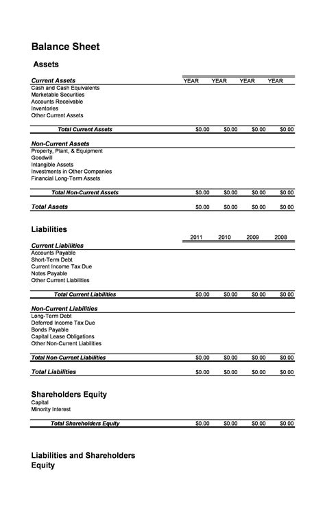 Balance Sheet Templates Free Printable Docs Xlsx Pdf Formats