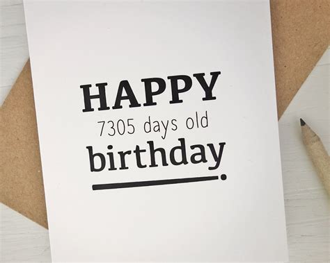 20th Birthday Card Happy 7305 Days Old Birthday Funny Birthday