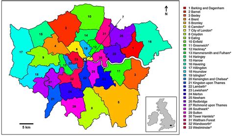 Greater London Boroughs Location Of The Central London Measurement