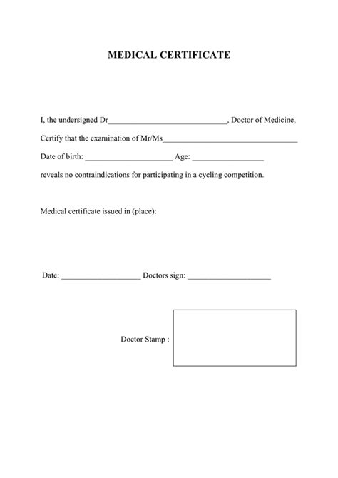 Sample Medical Certificate In Word And Pdf Formats
