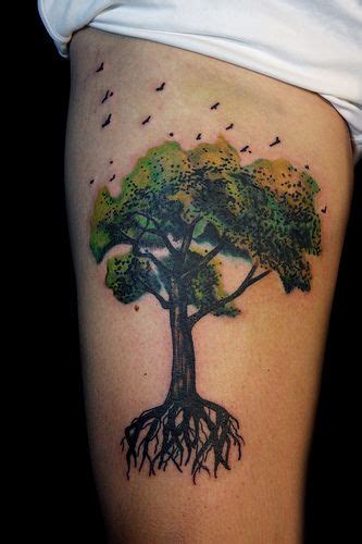 Tree Tattoo Thigh Green Tree Birds Tattoo Tree Thigh Tattoo Tree