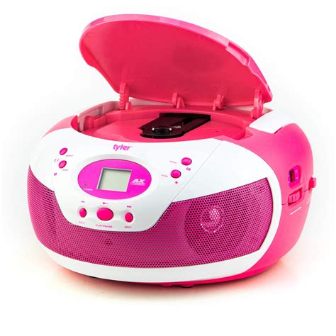Tyler Portable Neon Pink Stereo Cd Player With Amfm Radio And Aux