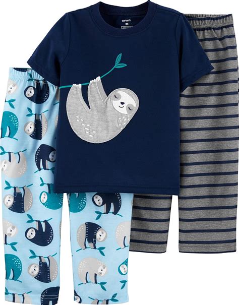 Carters 3 Piece Poly Pajamas Blue Sloth 5t Clothing