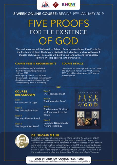 Five Proofs For The Existence Of God Fatima Elizabeth Phrontistery