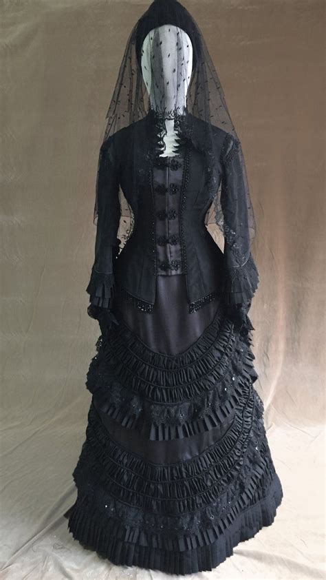 Victorian Dress 1880 Mourning Dress Etsy Black Victorian Dress