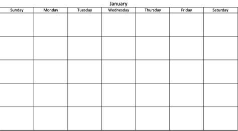 Blank Calendar With Only Weekdays