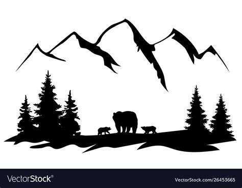 Mountain Landscape Vector Image On Vectorstock Landscape Silhouette