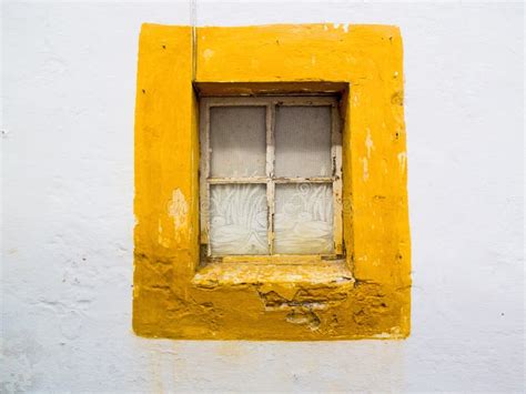 Yellow Window On White Wall Stock Image Image Of Daytime Outdoors