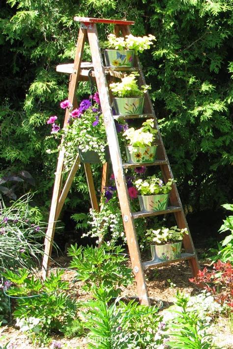 12 Creative And Rustic Garden Art Ladder Ideas Garden Ladder Rustic