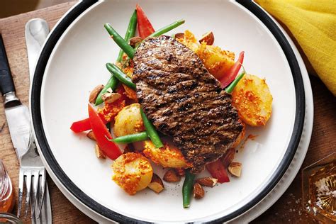 Minute Steaks With Romesco Salad Recipes Delicious Com Au