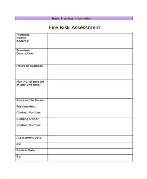 Fire Risk Assessment Form Template Free | My XXX Hot Girl